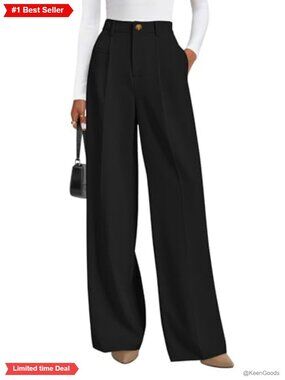Wide Leg High Waisted Work Dress Pants Tummy Control Slacks